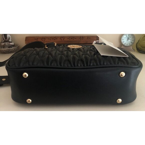 NWT Valentino Orlandi Black Quilted Satchel/Crossbody Tote Bag - Picture 8 of 12